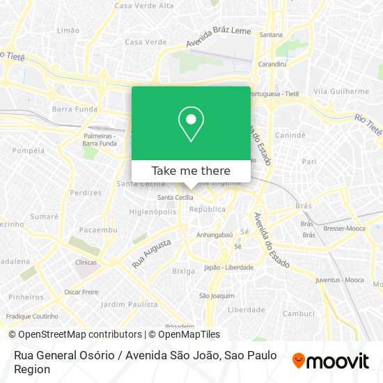 Mapa Rua General Osório / Avenida São João