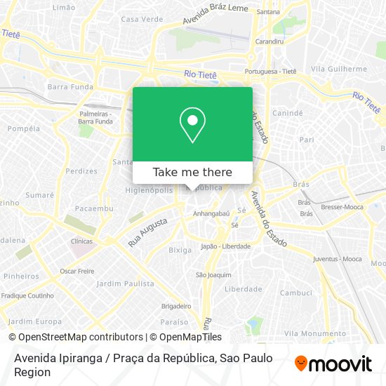 Mapa Avenida Ipiranga / Praça da República