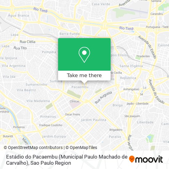 Mapa Estádio do Pacaembu (Municipal Paulo Machado de Carvalho)