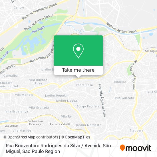 Rua Boaventura Rodrigues da Silva / Avenida São Miguel map