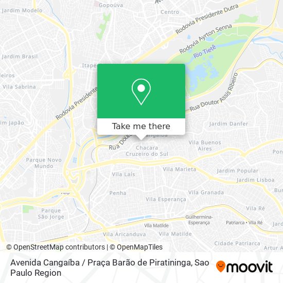 Avenida Cangaíba / Praça Barão de Piratininga map