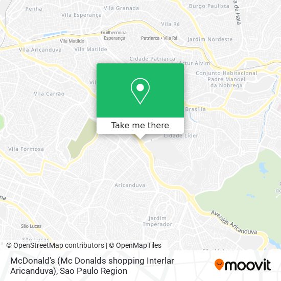 Mapa McDonald's (Mc Donalds shopping Interlar Aricanduva)