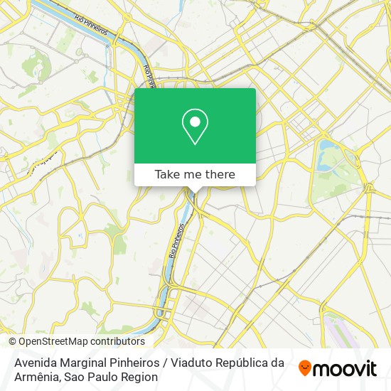 Mapa Avenida Marginal Pinheiros / Viaduto República da Armênia