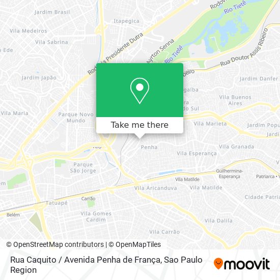 Rua Caquito / Avenida Penha de França map