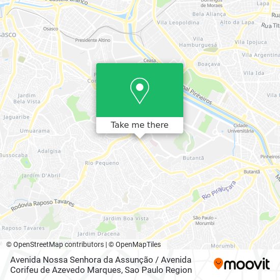 Mapa Avenida Nossa Senhora da Assunção / Avenida Corifeu de Azevedo Marques