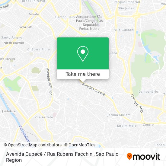 Mapa Avenida Cupecê / Rua Rubens Facchini