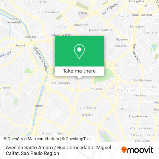 Mapa Avenida Santo Amaro / Rua Comendador Miguel Calfat
