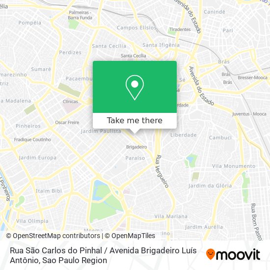 Mapa Rua São Carlos do Pinhal / Avenida Brigadeiro Luís Antônio