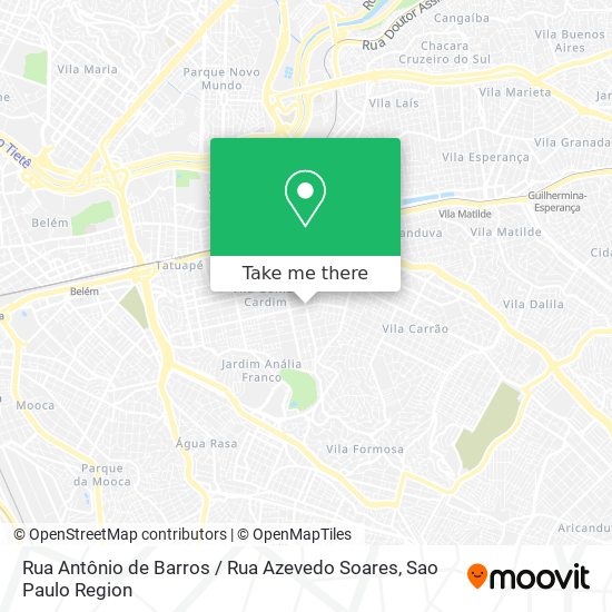 Mapa Rua Antônio de Barros / Rua Azevedo Soares