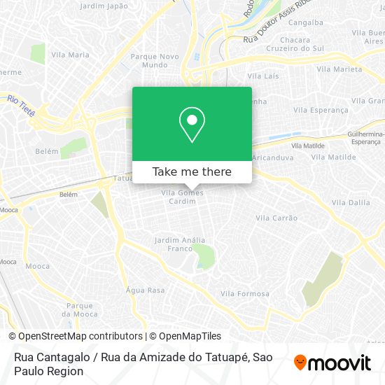 Rua Cantagalo / Rua da Amizade do Tatuapé map