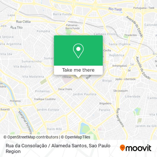 Mapa Rua da Consolação / Alameda Santos