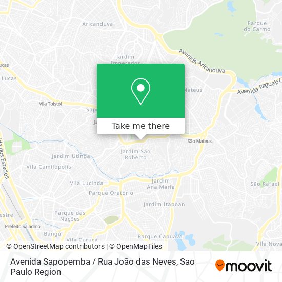 Avenida Sapopemba / Rua João das Neves map