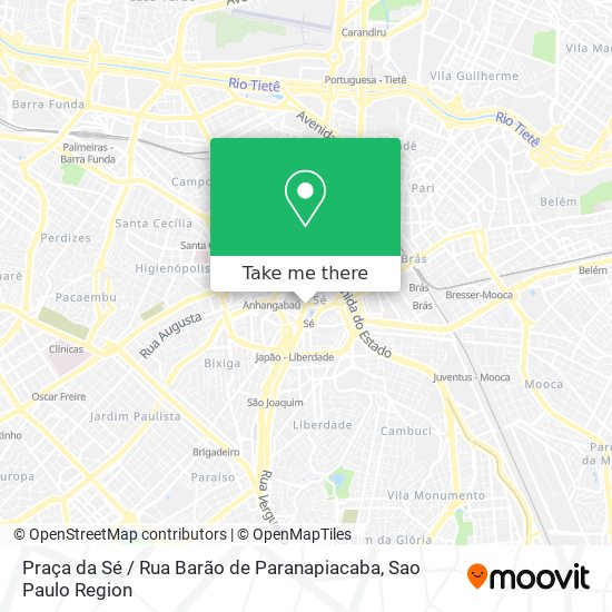 Mapa Praça da Sé / Rua Barão de Paranapiacaba