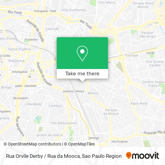 Mapa Rua Orvile Derby / Rua da Mooca