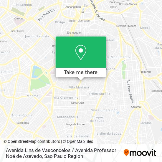 Mapa Avenida Lins de Vasconcelos / Avenida Professor Noé de Azevedo