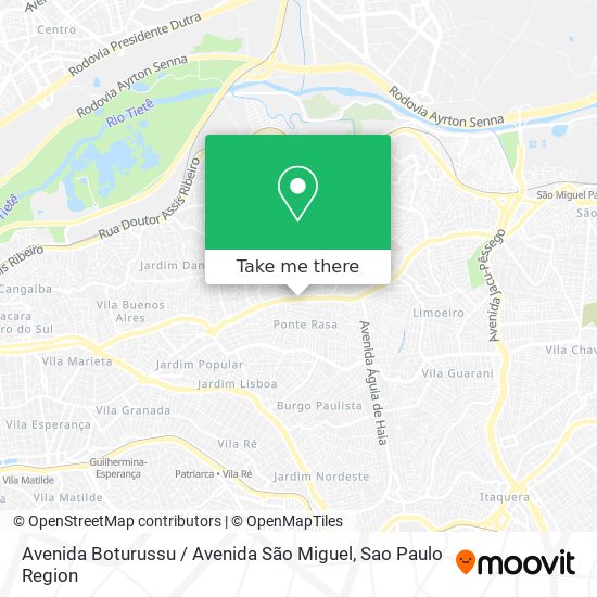 Mapa Avenida Boturussu / Avenida São Miguel