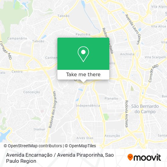 Mapa Avenida Encarnação / Avenida Piraporinha