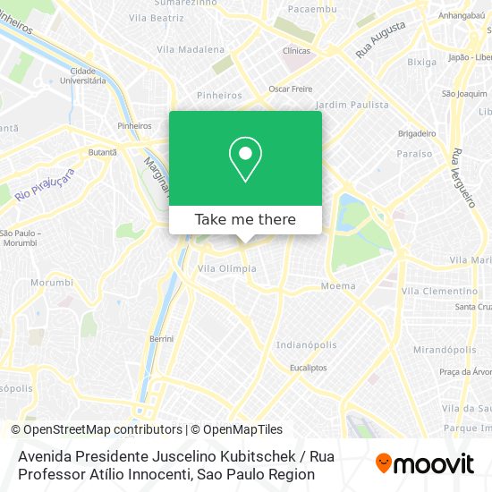 Mapa Avenida Presidente Juscelino Kubitschek / Rua Professor Atílio Innocenti