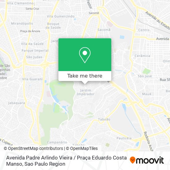 Mapa Avenida Padre Arlindo Vieira / Praça Eduardo Costa Manso