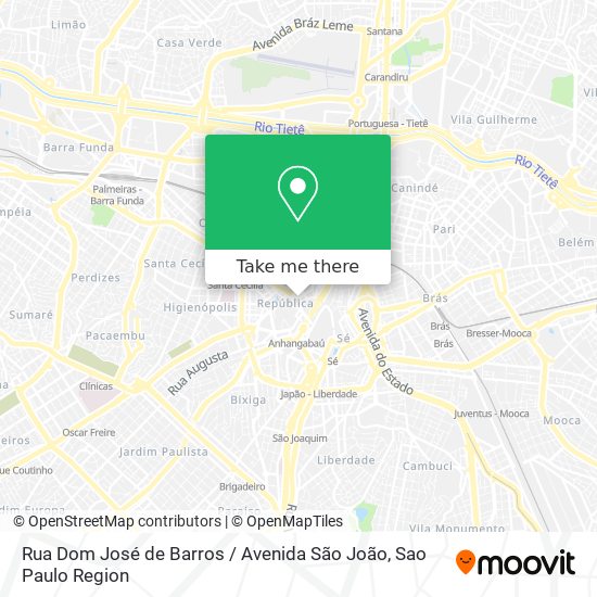 Mapa Rua Dom José de Barros / Avenida São João