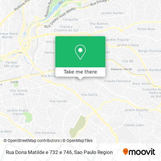 Mapa Rua Dona Matilde e 732 e 746