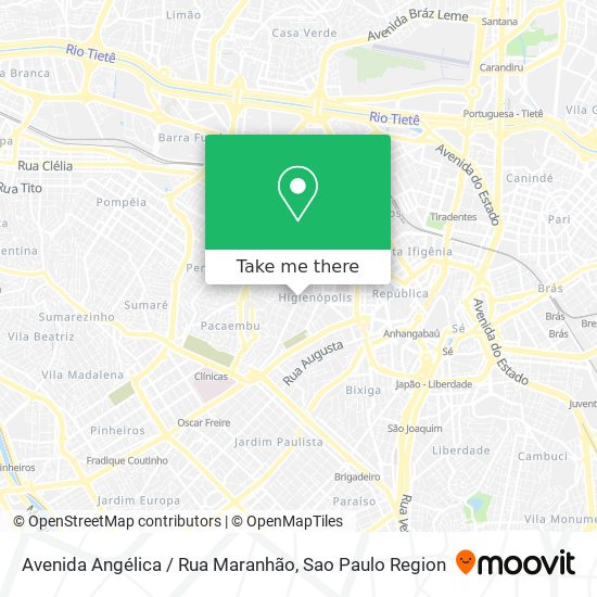 Mapa Avenida Angélica / Rua Maranhão