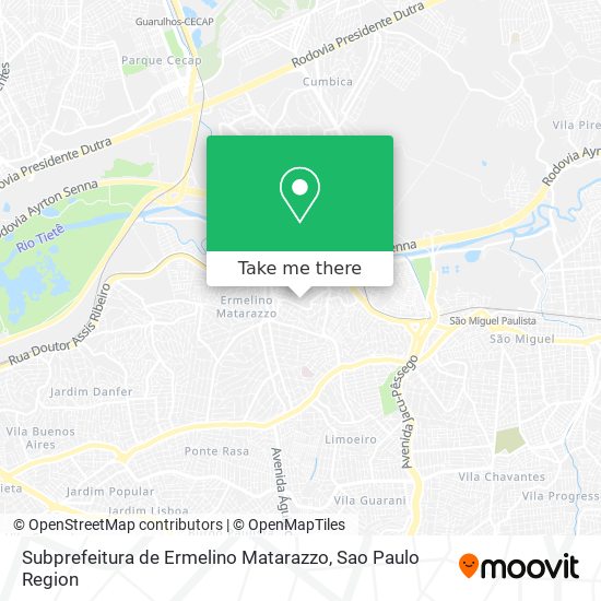 Subprefeitura de Ermelino Matarazzo map