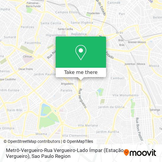 Mapa Metrô-Vergueiro-Rua Vergueiro-Lado Ímpar (Estação Vergueiro)