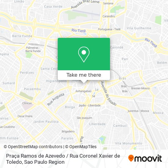 Mapa Praça Ramos de Azevedo / Rua Coronel Xavier de Toledo