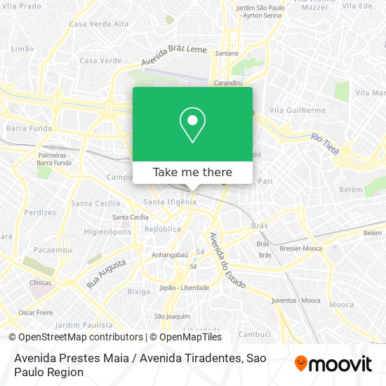 Mapa Avenida Prestes Maia / Avenida Tiradentes