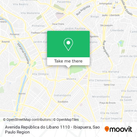 Avenida República do Líbano 1110 - Ibiapuera map