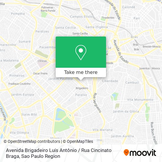 Mapa Avenida Brigadeiro Luís Antônio / Rua Cincinato Braga