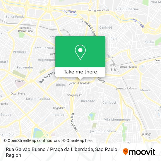 Mapa Rua Galvão Bueno / Praça da Liberdade