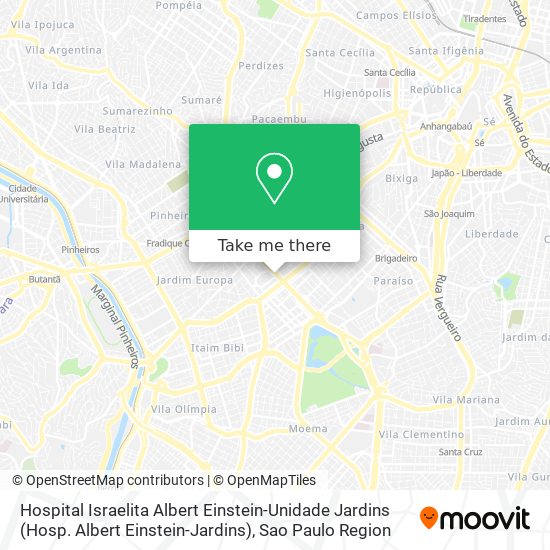 Mapa Hospital Israelita Albert Einstein-Unidade Jardins (Hosp. Albert Einstein-Jardins)