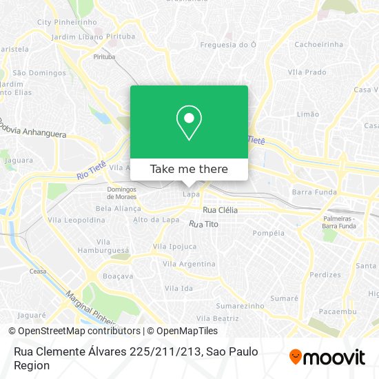 Mapa Rua Clemente Álvares 225 / 211 / 213