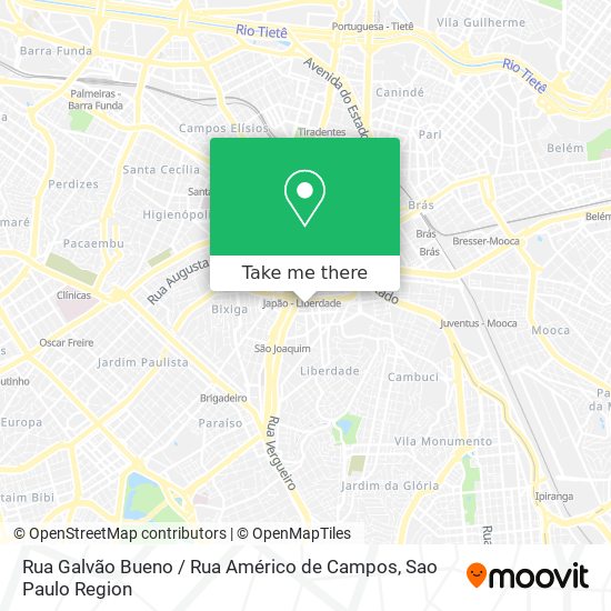 Mapa Rua Galvão Bueno / Rua Américo de Campos
