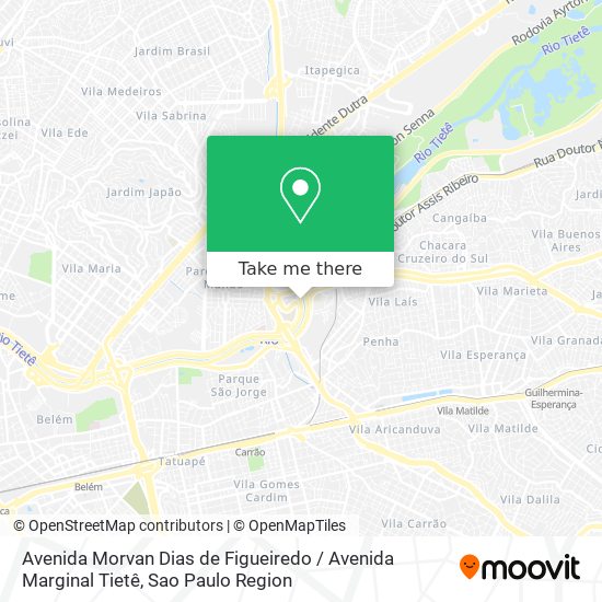 Avenida Morvan Dias de Figueiredo / Avenida Marginal Tietê map
