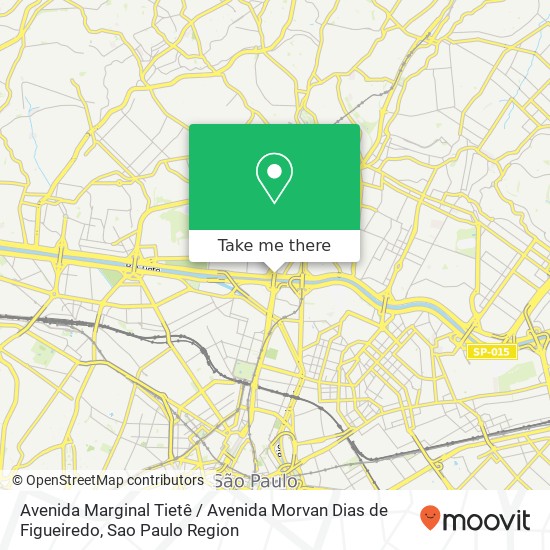 Mapa Avenida Marginal Tietê / Avenida Morvan Dias de Figueiredo