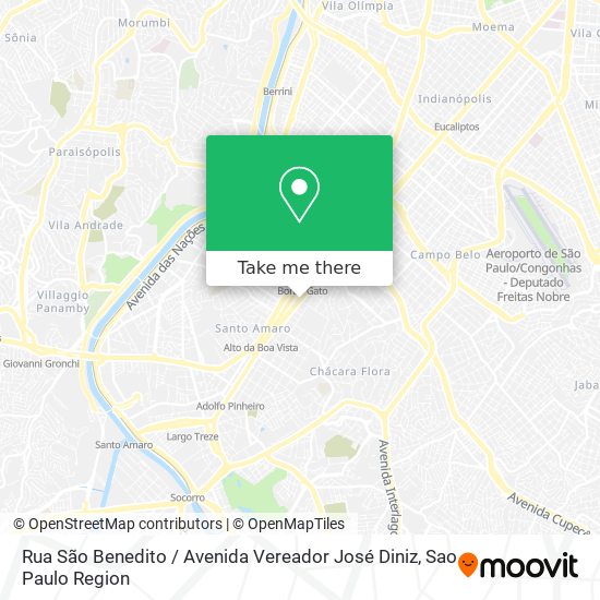 Mapa Rua São Benedito / Avenida Vereador José Diniz