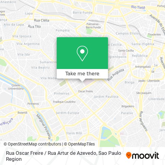 Mapa Rua Oscar Freire / Rua Artur de Azevedo