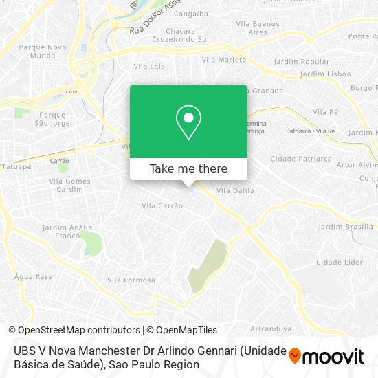 Mapa UBS V Nova Manchester Dr Arlindo Gennari (Unidade Básica de Saúde)