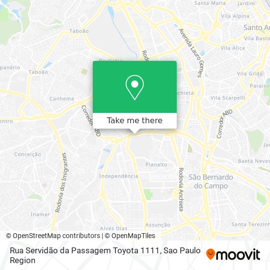 Mapa Rua Servidão da Passagem Toyota 1111