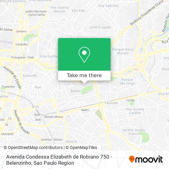 Mapa Avenida Condessa Elizabeth de Robiano 750 - Belenzinho