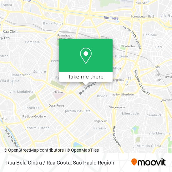 Mapa Rua Bela Cintra / Rua Costa