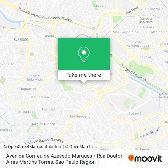 Mapa Avenida Corifeu de Azevedo Marques / Rua Doutor Aires Martins Torres