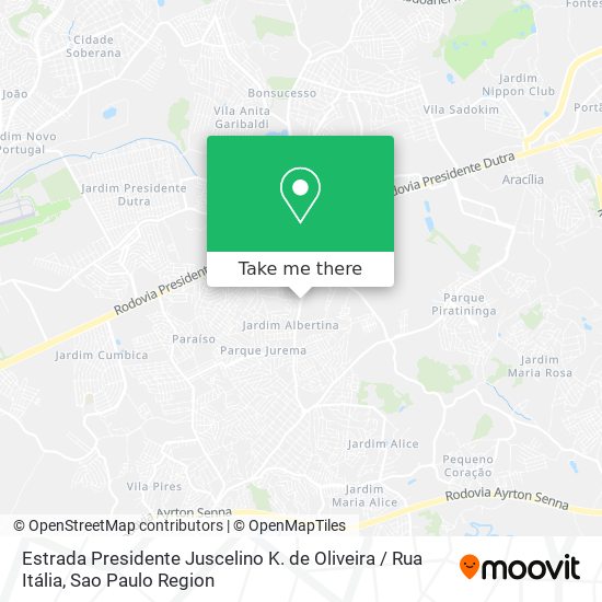 Estrada Presidente Juscelino K. de Oliveira / Rua Itália map
