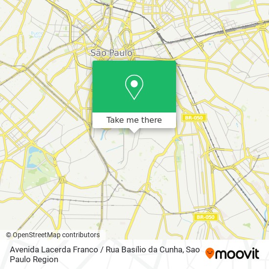 Mapa Avenida Lacerda Franco / Rua Basílio da Cunha