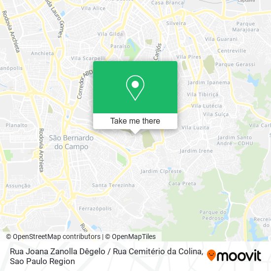 Mapa Rua Joana Zanolla Dêgelo / Rua Cemitério da Colina