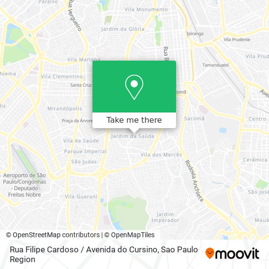 Rua Filipe Cardoso / Avenida do Cursino map