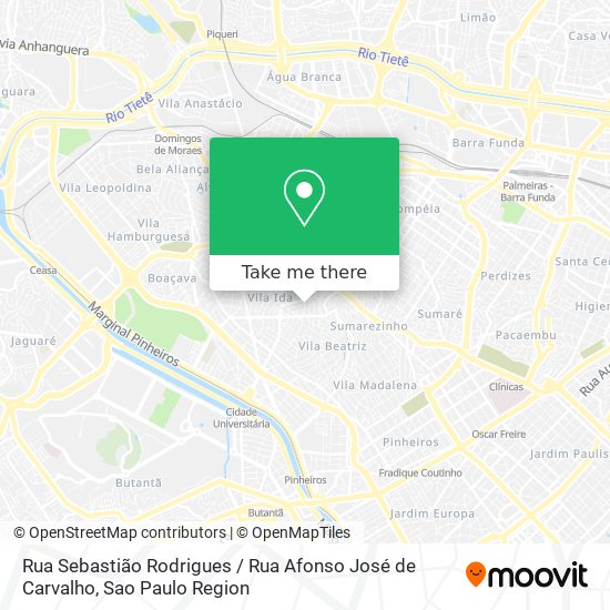 Mapa Rua Sebastião Rodrigues / Rua Afonso José de Carvalho